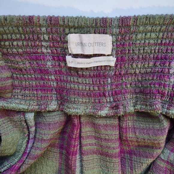 Urban Outfitters Plaid Babydoll Mini Dress Puff Sleeves School Girl Grunge Small - Picture 6 of 7